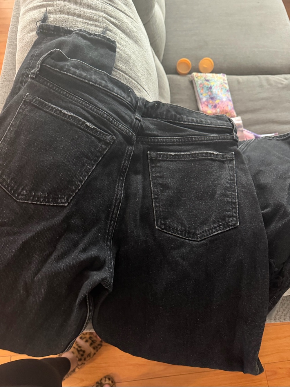 The mom high rise distressed ankle Black High-Waist Jeans